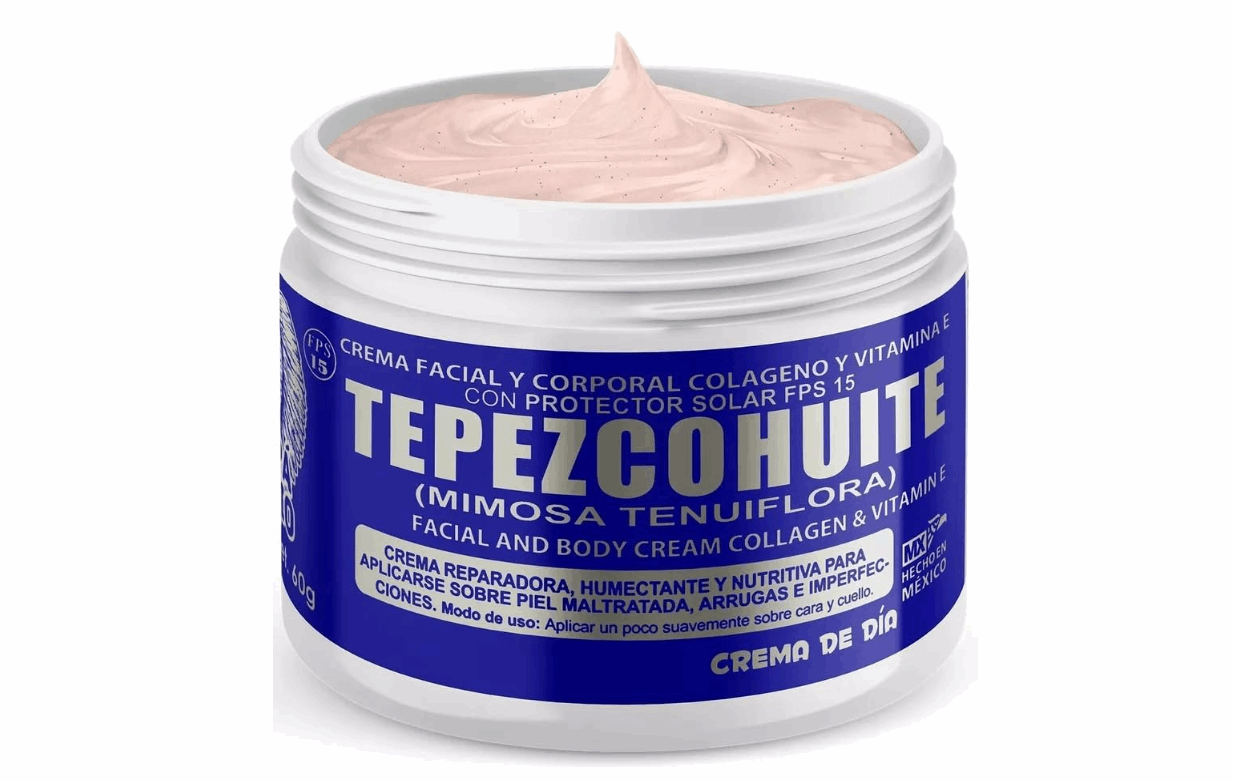 Del Indio Papago Tepezcohuite Facial & Body Day Cream - SPF 15, Collagen & Vit E (120g)
